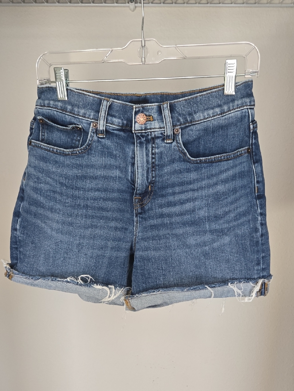J. Crew Blue Denim Frayed Hem Women's Shorts